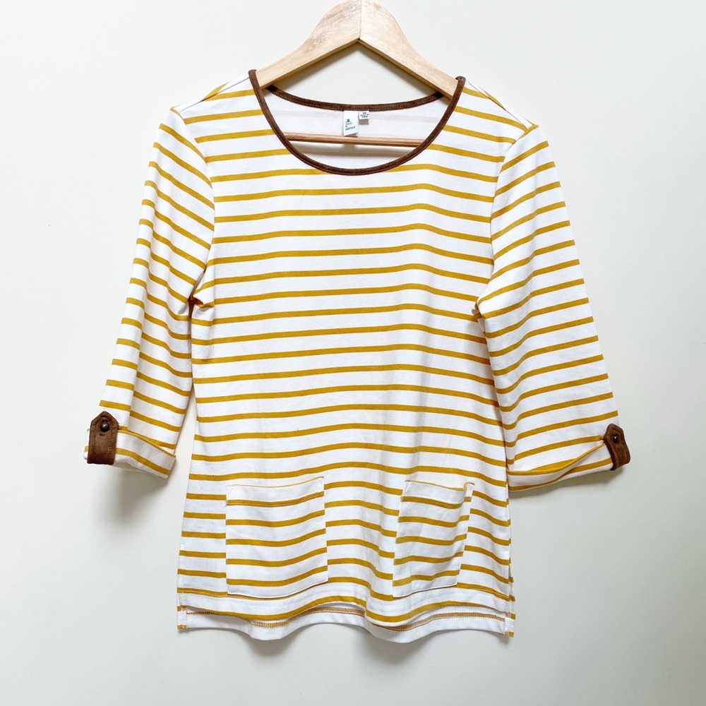 Jules & Leopold Yellow Cream Striped Top
